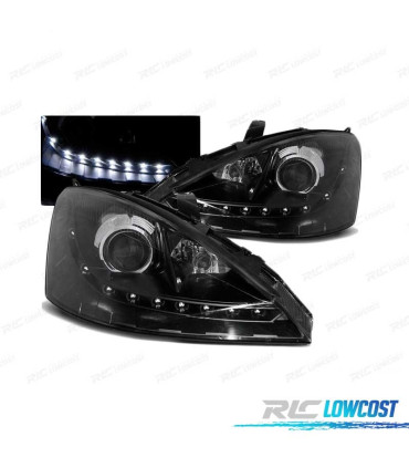 PHARES LED FEUX DE JOUR FORD FOCUS 98-01 FOND NOIR