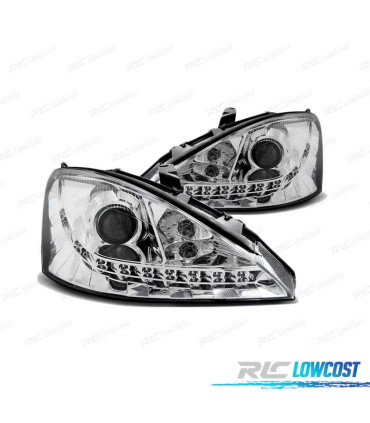PHARES FORD FOCUS 98-01 LED DAYLIGHT CHROMÉ