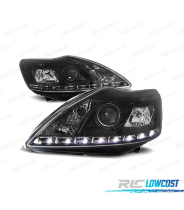 PHARES LED DAYLIGHT POUR FORD FOCUS II RESTILING 08-10 CHROMÉ