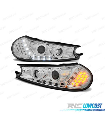 PHARES POUR FORD MONDEO 96-00 LED DAYLIGHT CHROMÉ
