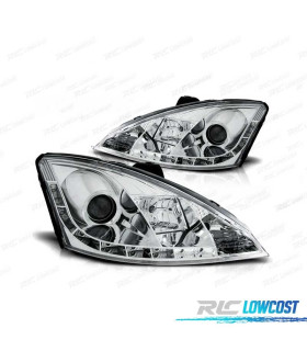 PHARES LED DAYLIGHT POUR FORD FOCUS 1 98-01 CHROMÉ