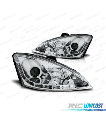 PHARES LED DAYLIGHT FORD FOCUS 1 98-01 CHROMÉ