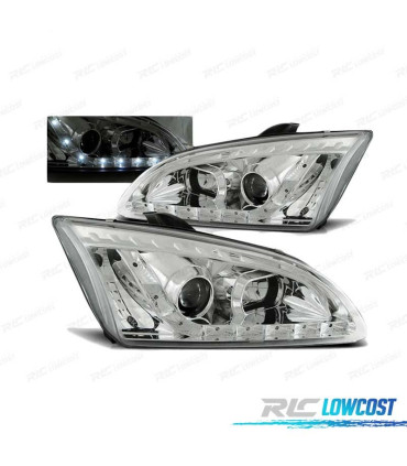 PHARES FORD FOCUS II 04-08 LED DAYLIGHT CHROMÉ