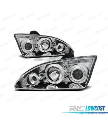 PHARES FORD FOCUS II 04-08 ANGEL EYES CHROMÉ H1 H1