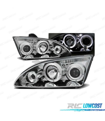 PHARES FORD FOCUS II 04-08 ANGEL EYES CHROMÉ H1 H1
