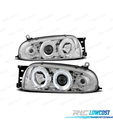 PHARES POUR FORD FIESTA MK4 95-99 ANGEL EYES CHROMÉ