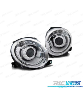 PHARES POUR FIAT 500 07- PROJECTEUR CHROMÉ