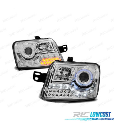 PHARES POUR FIAT PANDA 03 LED ANGEL EYES CHROMÉ