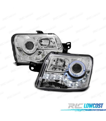 PHARES POUR FIAT PANDA 03 LED ANGEL EYES CHROMÉ