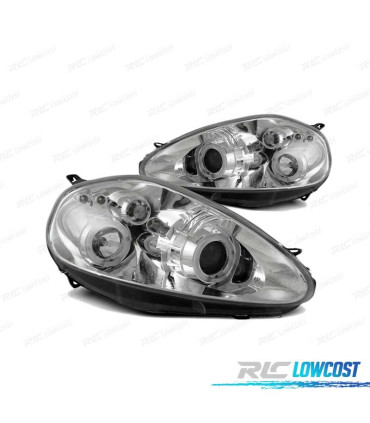 PHARES LED ANGEL EYES POUR FIAT GRANDE PUNTO 05-08 CHROMÉ