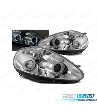 PHARES LED ANGEL EYES FIAT GRANDE PUNTO 05-08 CHROMÉ