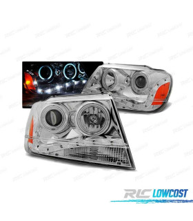 PHARES JEEP GRAND CHEROKEE 99-05 DAYLIGHT ANGEL EYES CHROMÉ