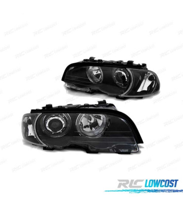 PHARES BMW E46 COUPÉ CABRIO 99-03 LED ANGEL EYES NOIR