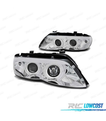 PHARES BMW X5 E53 03-06 ANGEL EYES XENON CHROMÉ