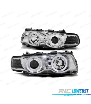 PHARES BMW E38 98-01 ANGEL EYES CHROMÉ