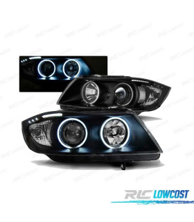PHARES BMW E90 E91 05-08 CCFL ANGEL EYES FOND NOIR