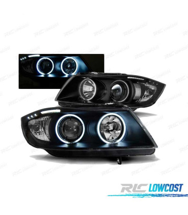PHARES BMW E90 E91 05-08 CCFL ANGEL EYES FOND NOIR