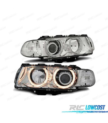 PHARES BMW E38 98-01 H7 H7 ANGEL EYES CHROMÉ