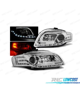 PHARES LED TUBE LIGHT POUR AUDI A4 B7 04-08 CHROMÉ