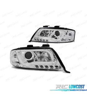 PHARES LED AUDI A6 01-04 TRU DRL ECE-R87 CHROMÉ