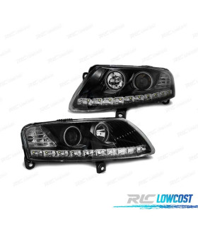 PHARES LED ANGEL EYES AUDI A6 C6 04-08 NOIR