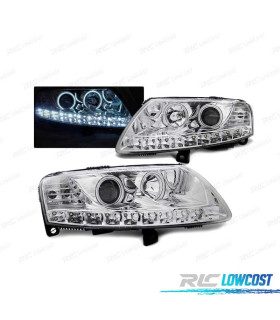 PHARES LED ANGEL EYES AUDI A6 C6 04-08 CHROMÉ