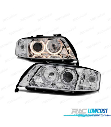 PHARES AUDI A6 01-04 ANGEL EYES CHROMÉ