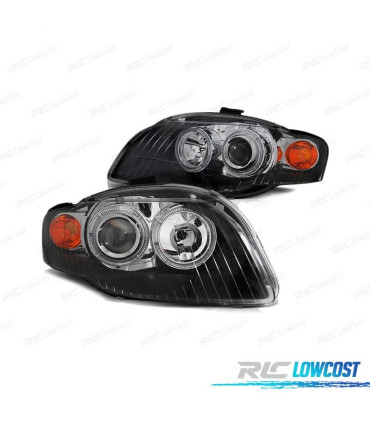 PHARES POUR AUDI A4 B7 04-08 ANGEL EYES FOND NOIR