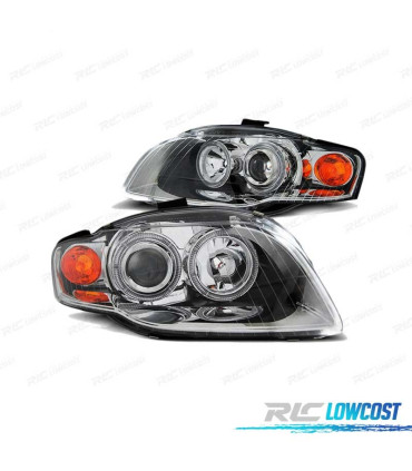 PHARE ANGEL EYES AUDI A4 B7 04-08 CHROMÉ
