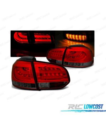 FEUX ARRIÈRE POUR VOLKSWAGEN VW GOLF 6 08-12 LED BAR ROUGE FUMÉ
