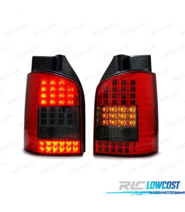 FEUX ARRIÈRE VOLKSWAGEN VW T5 03-09 ROUGE FUMÉ LED 1 PORTE