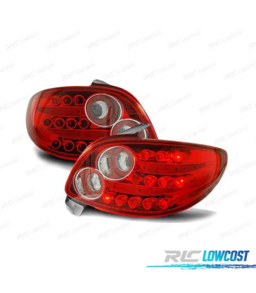 FEUX ARRIÈRE PEUGEOT 206 98-09 LED ROUGE BLANC
