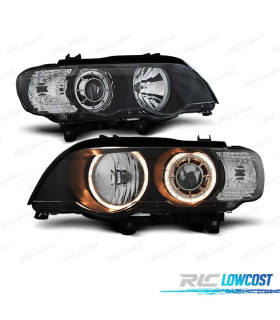 PHARES BMW X5 E53 99-03 ANGEL EYES FOND NOIR