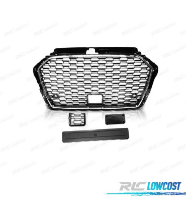 CALANDRE AUDI A3 8V 16-20 LOOK RS3 NOIR CHROMÉ