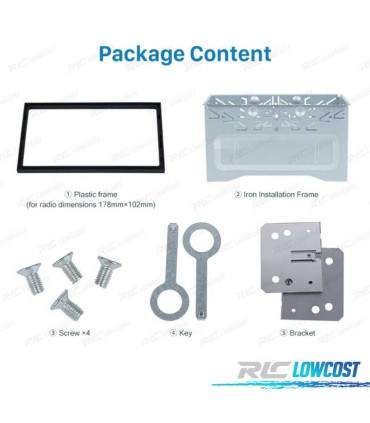 FACADE AUTORADIO 2DIN UNIVERSEL MÉTALLIQUE