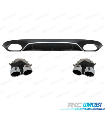DIFFUSEUR MERCEDES CLASSE E C238 17-19 LOOK AMG E53 ARGENT + EMBOUTS D'ÉCHAPPEMENT