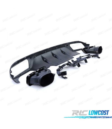 DIFFUSEUR MERCEDES C238 17-19 AMG LOOK E63 NOIR + SORTIES D'ÉCHAPPEMENT NOIR BRILLANT