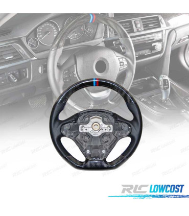 VOLANT BMW F30 F31 F32 F33 F36 11-20 LOOK M CARBONE + NOIR