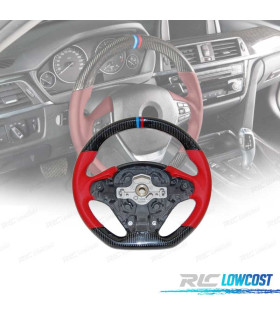 VOLANT BMW F30 F31 F32 F33 F36 LOOK M CARBONE + ROUGE