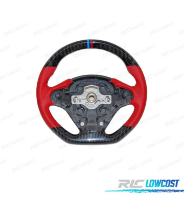 VOLANT BMW F30 F31 F32 F33 F36 LOOK M CARBONE + ROUGE